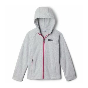 Columbia Girls Benton Springs II Fleece Gray Pink Hooded Jacket Medium